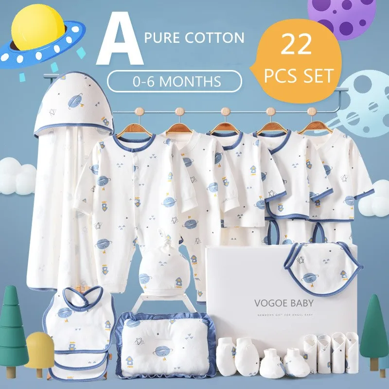 18/22/24 PCS Newborn Clothes Set Baby Gift Pure Cotton Baby Boys Set 0-6 Months Spring Autumn Kids Clothes Suit Unisex No Box