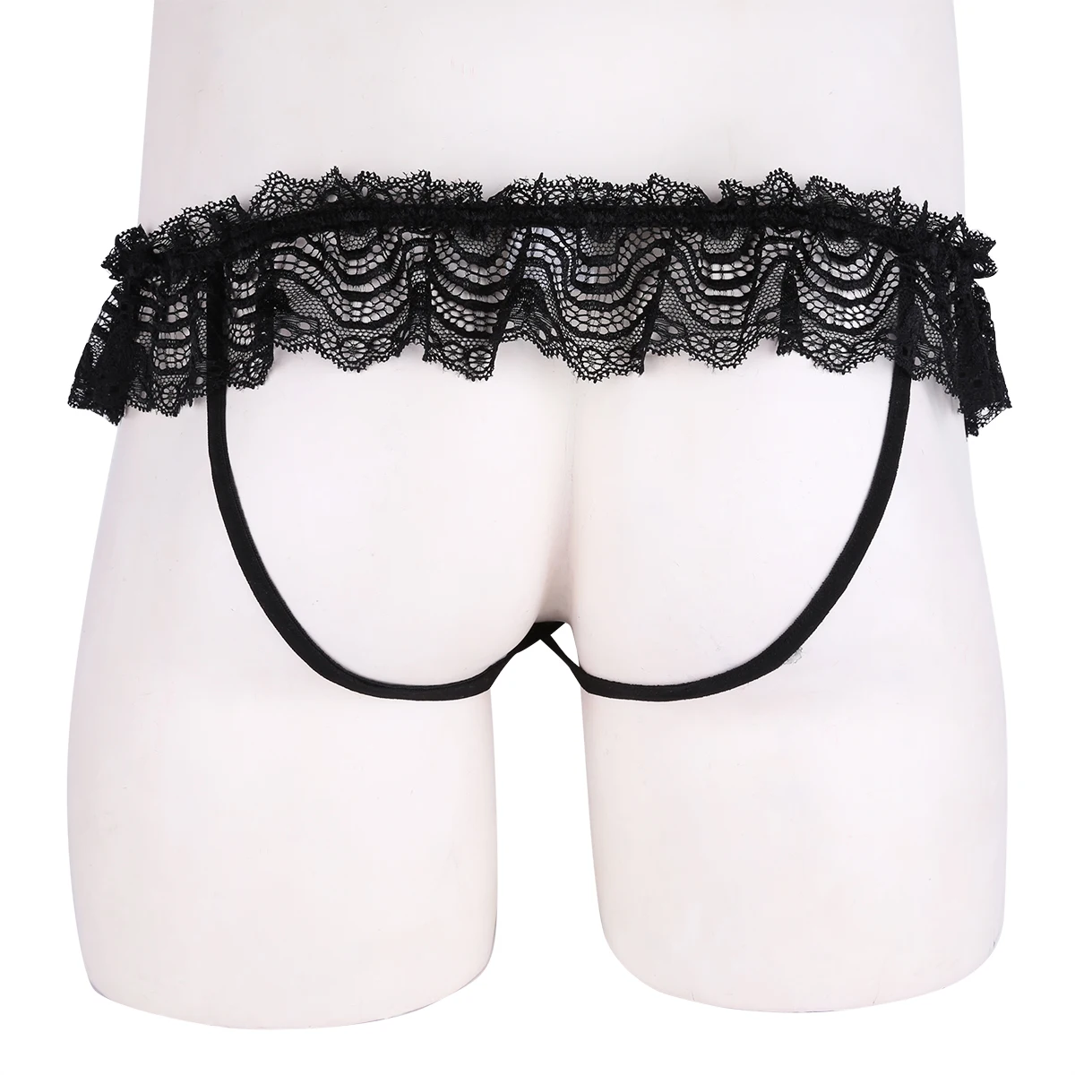 Sexy Sissy Nightwear for Gay Mens Lingerie Sissy Crossdresser Set Unlined Bra Top with Lace Bowknot Open Butt Jockstrap Thongs