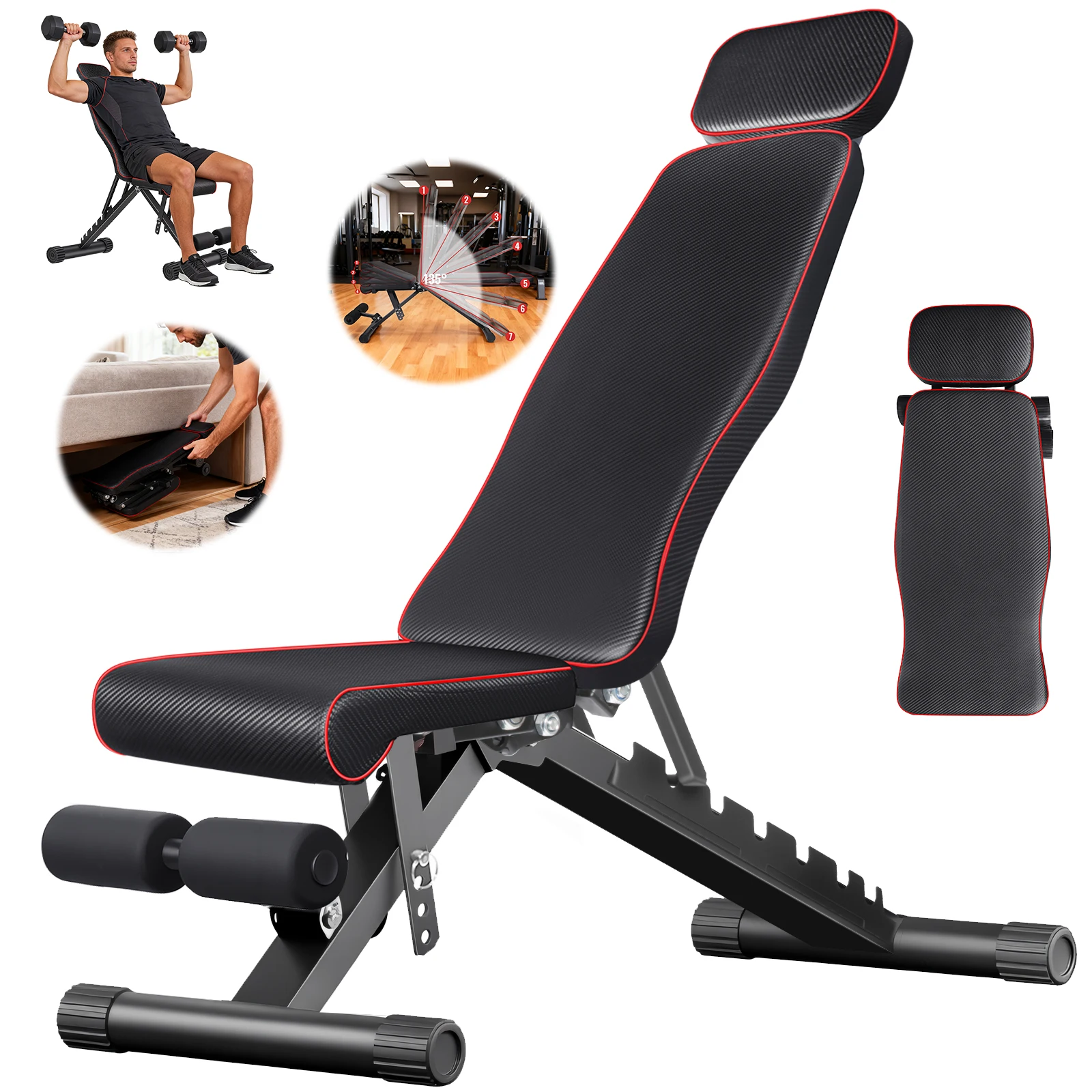 Banco de Pesas Multiusos, Equipo de Entrenamiento para Todo el Cuerpo, Dispositivos de Entrenamiento, Silla de Fitness para el Hogar, Equipo de Ejercicio con Altura Ajustable