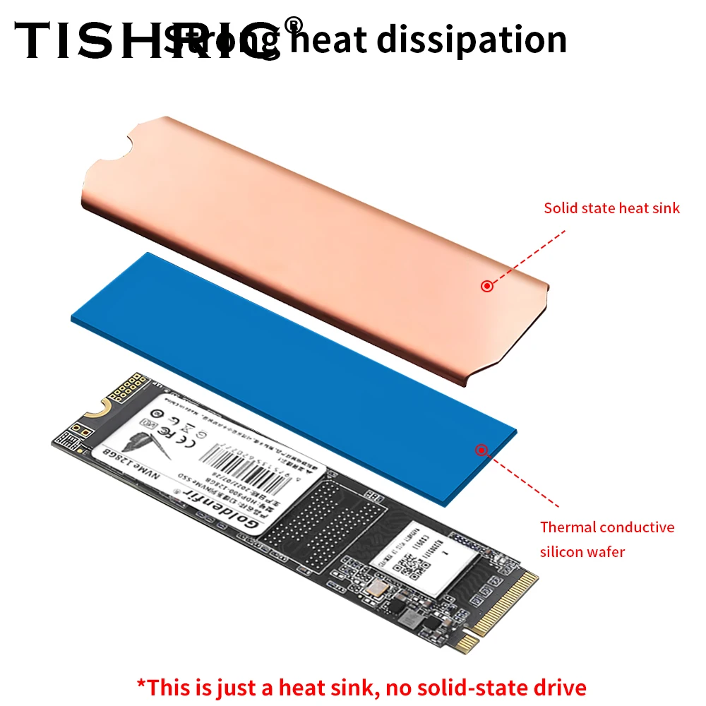 TISHRIC M.2 하드 디스크 NVMe NGFF PCIe SATA 하드 디스크 방열판, 순수 구리, 그래핀 방열판, 2280 SSD용 열 패드
