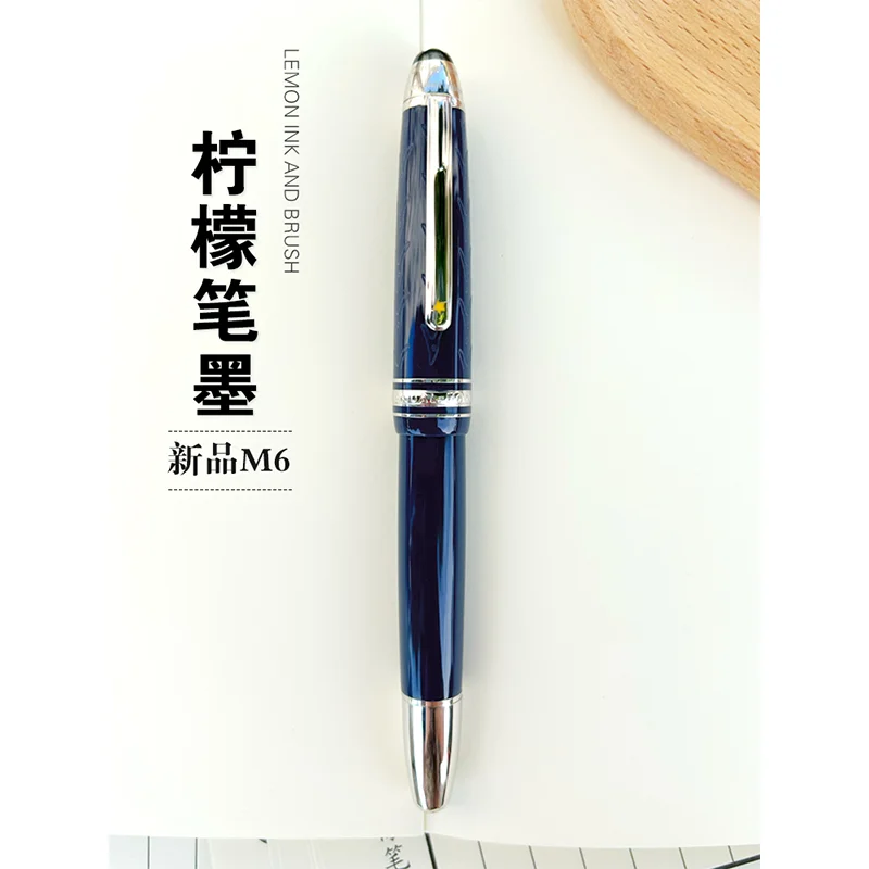 New Lemon M6 Resin Piston Fountain Pen Blade Long Knife Nib Hand-Polished Iraurita Nib Writing Stationery Gift With Ink Window