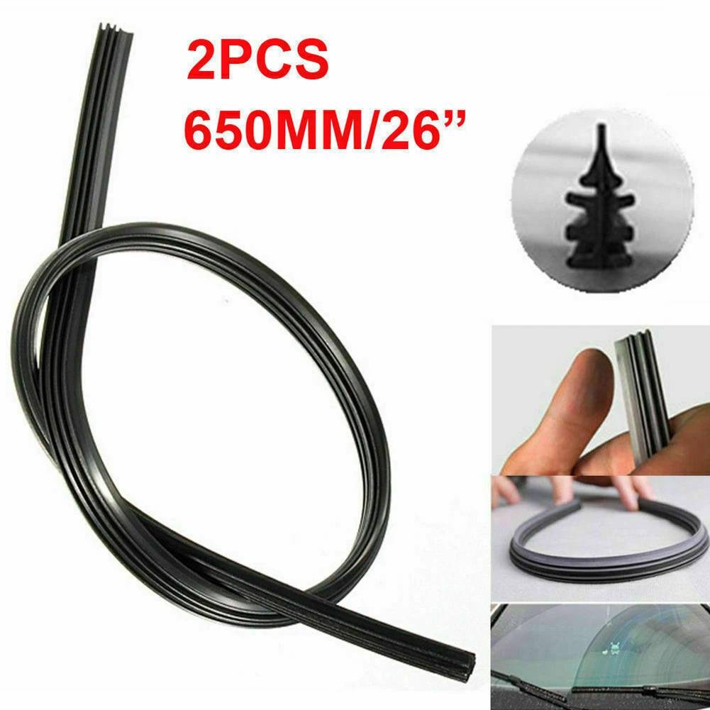 2Pcs 26inch Car Windshield Silicone Wiper Blade Frameless For Auto Windshield Black Universal Car Wipers Fits Most Cars/buses