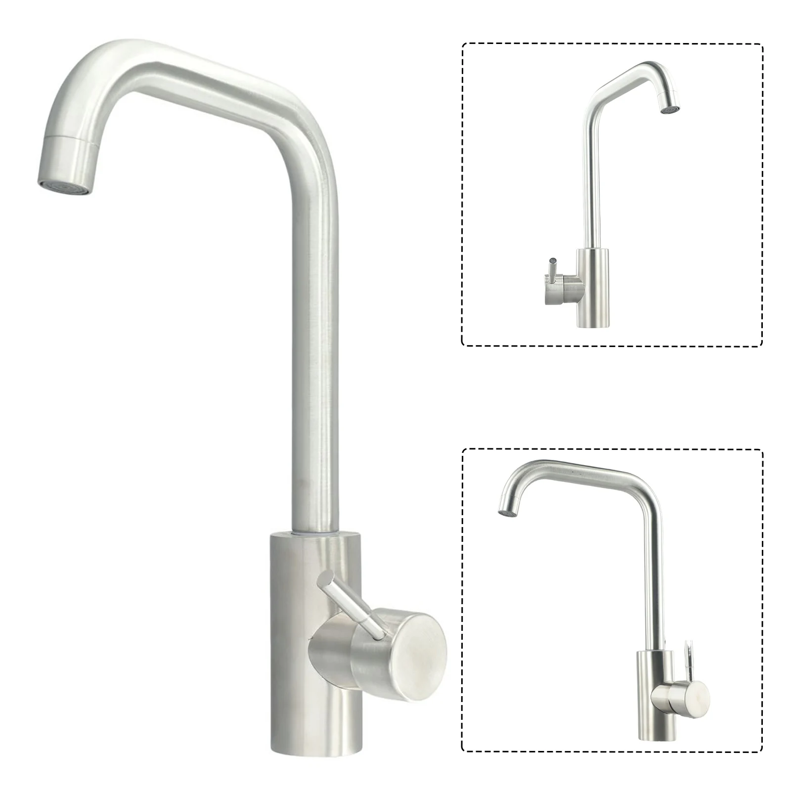 

Kitchen-Water Faucet 304 Stainless Steel Sink Faucets Cold & Hot Mixer Tap Bathroom Basin 360 Degree Rotation Single Handle Taps