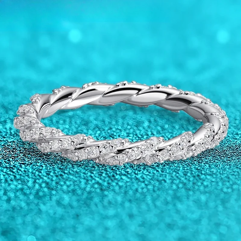 

Кольца из 100% стерлингового серебра S925 с муассанитом 1 мм для женщин, сертифицированные, полностью инкрустированные бриллиантами, свадебные украшения, GRA