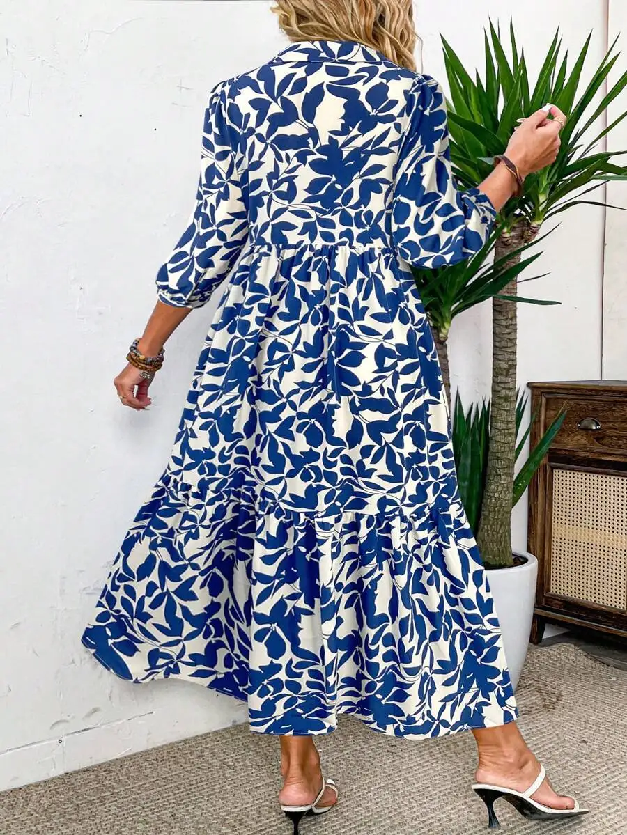 

Elegant Floral Print Loose Maxi Dress For Women Summer Casual