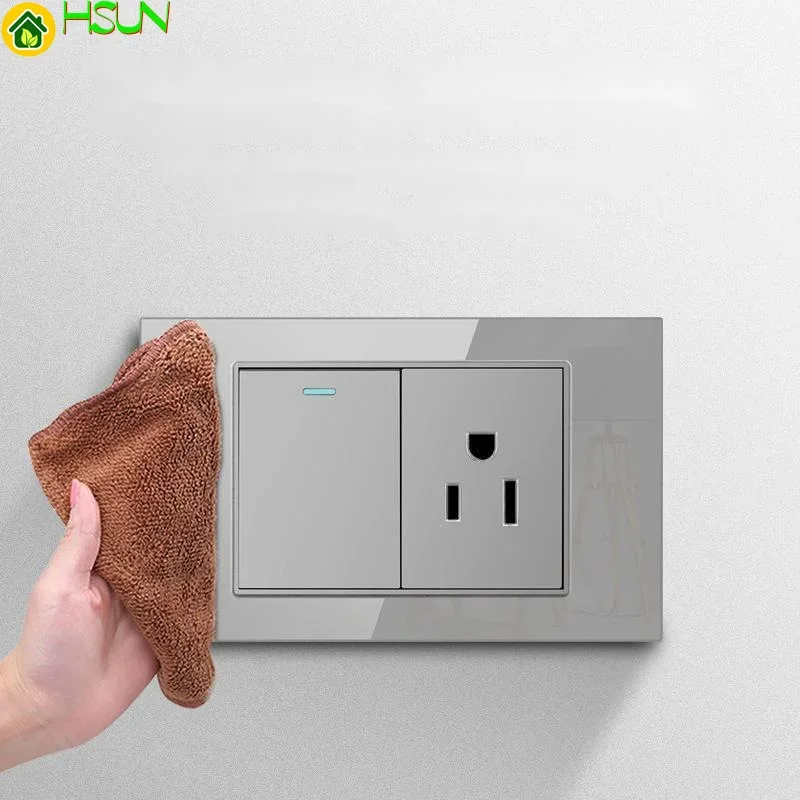 كندا الولايات المتحدة الأمريكية البرازيل تايلاند إيطاليا القياسية USB رمادي الزجاج المقسى التبديل المقبس 118/120 نوع المكسيك لوحة مقابس الحائط dimming16A