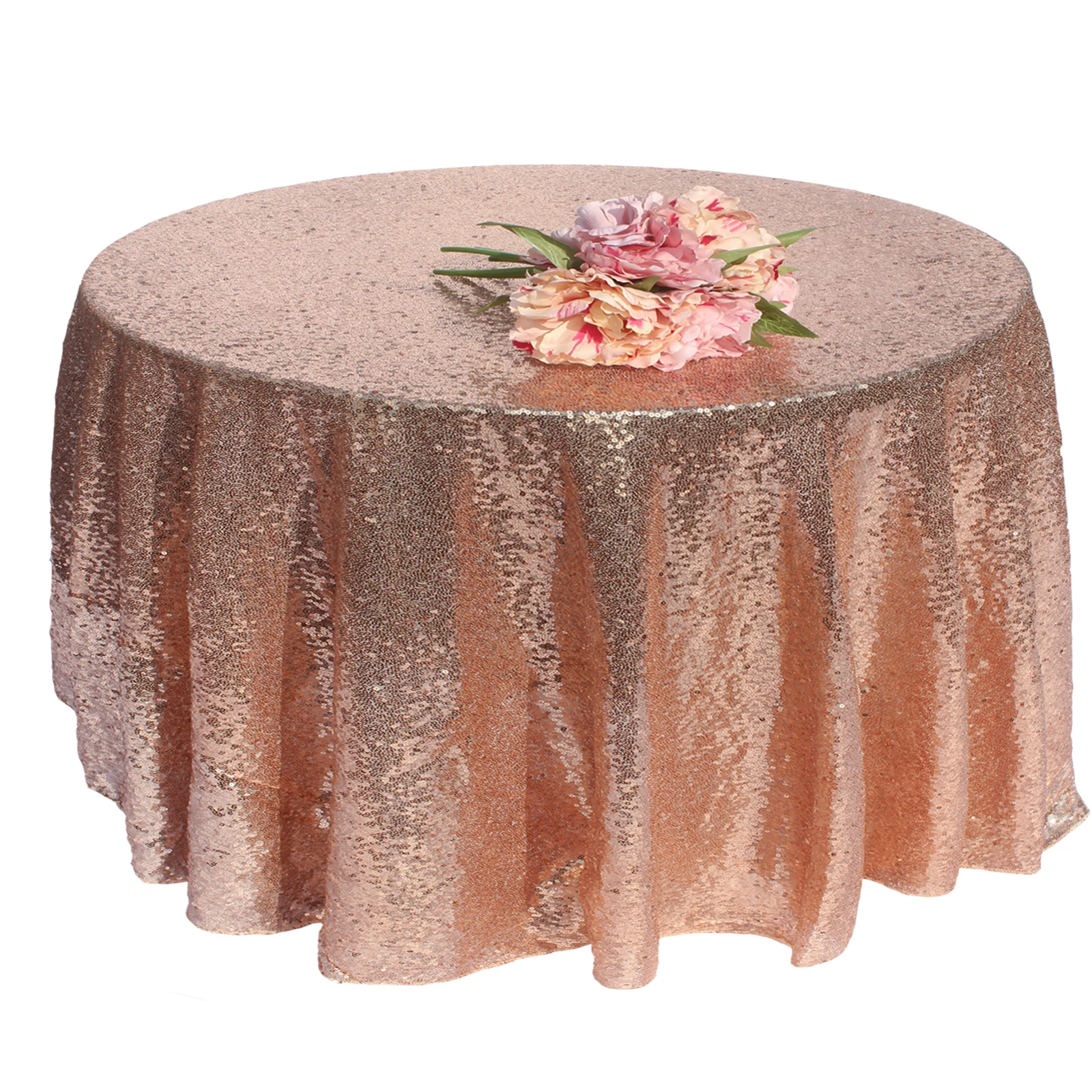 Glitter Sequin Round Tablecloth Party Table Cloth Cover for Events Wedding Party Christmas Decoration Rose Gold Silver 60-330cm