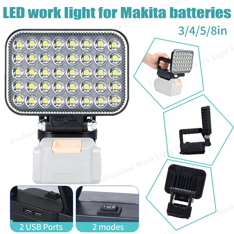 

Wireless portable 3/4/5/8-inch work lights, 3/4/5/8 in, Camping LED torch, Fishing light, Outdoor flood lights, Features 2 light