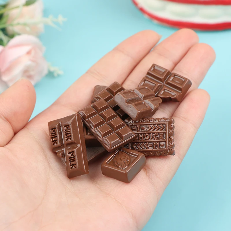 Miniature Dollhouse Candy Box, Pretend Play Food, Acessórios de resina, DIY, estilo diferente, lanches, café, café, Dollhouse, 10pcs