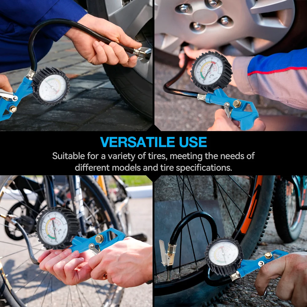 Pistolet de pression de pneu bleu, pistolet de pression de pneu de voiture professionnel 3 en 1,pistolet de pression de pneu 0-16 Bar/0-220 Psi,outil pneumatique domestique, interface EU/JP en option, adapté aux pneus