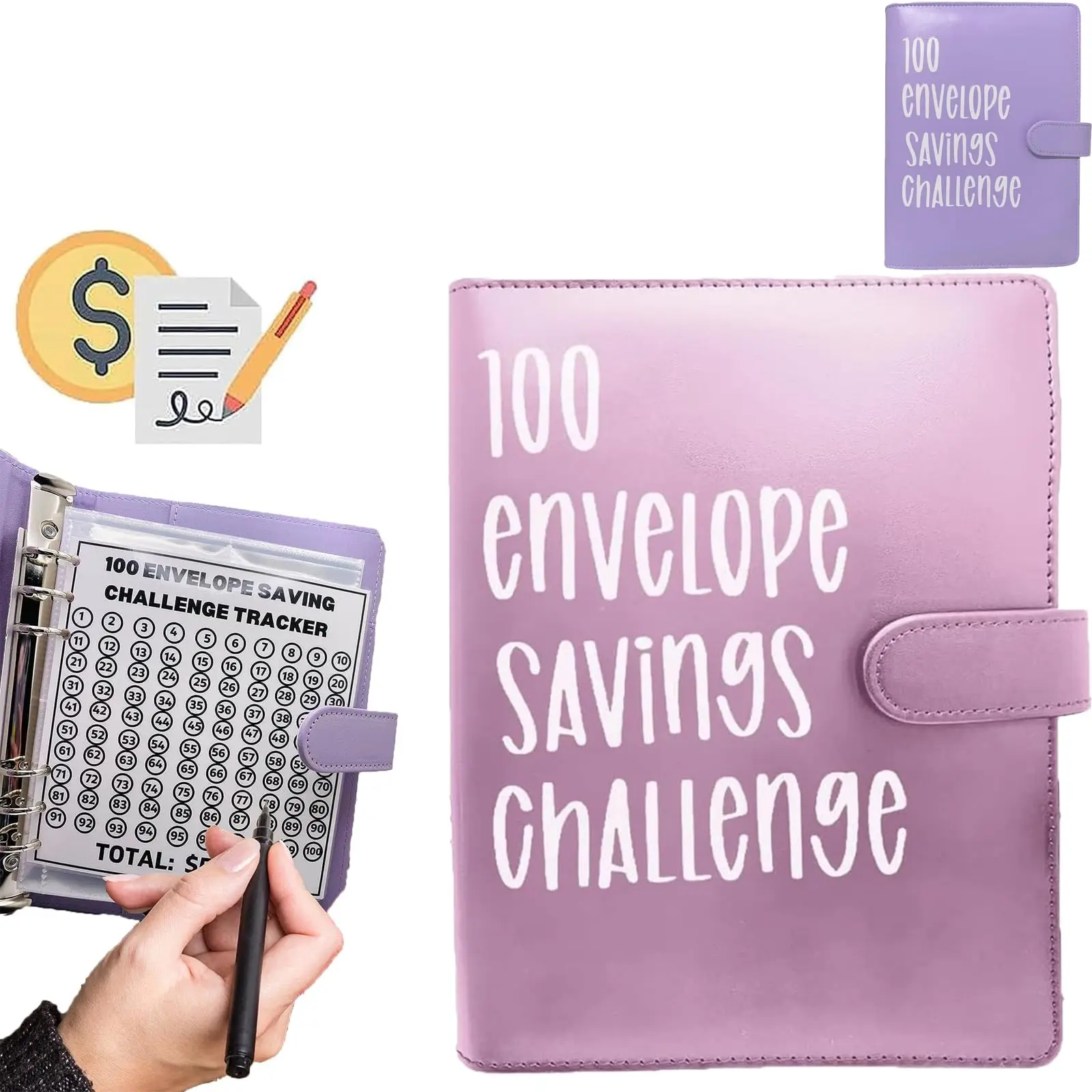 100 Envelope Challenge Binder,Savings Challenges Book with Envelopes,Budget Planner Book for Budgeting