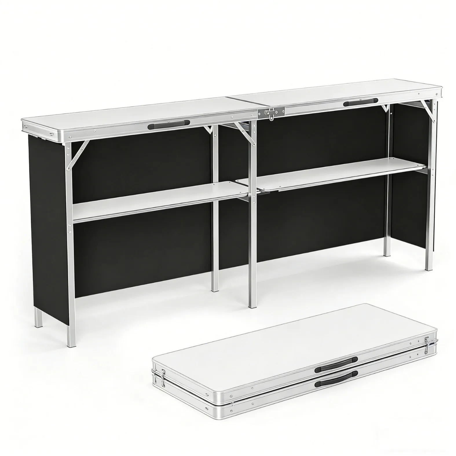 Aluminum Alloy Outdoor Folding Table, Portable Display & Storage Booth Table for Camping & Market
