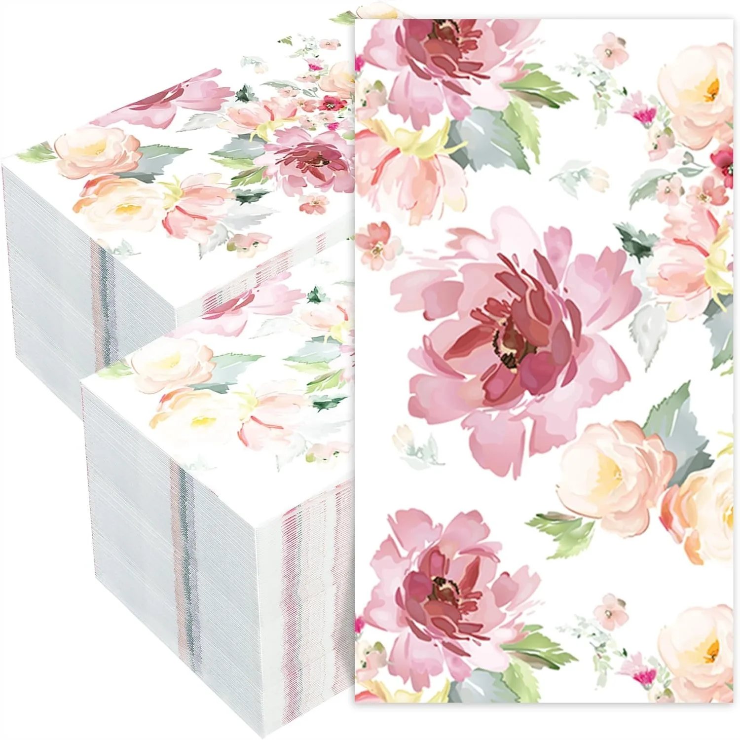 

50 Pcs Floral Paper Napkins Watercolor Guest Napkins 3-Ply Disposable Dinner Napkins for Wedding Bridal Baby Shower Tea Party
