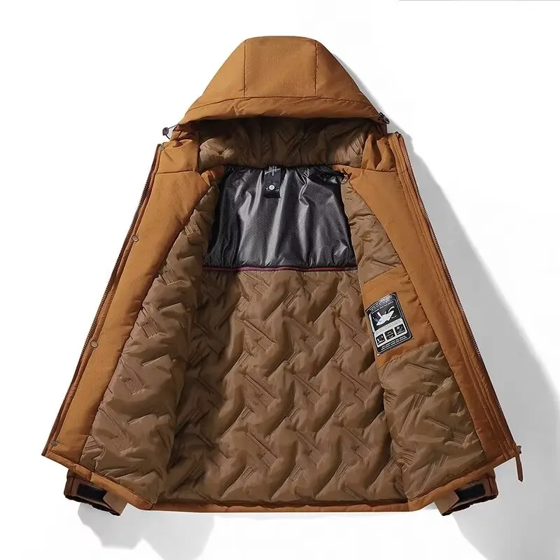 العصرية في الهواء الطلق مقنعين Jaet ex القطن معطف مبطّن دافئ يندبروف الخريف الشتاء Faion الحضرية Sle طويل Sve سستة Cl...