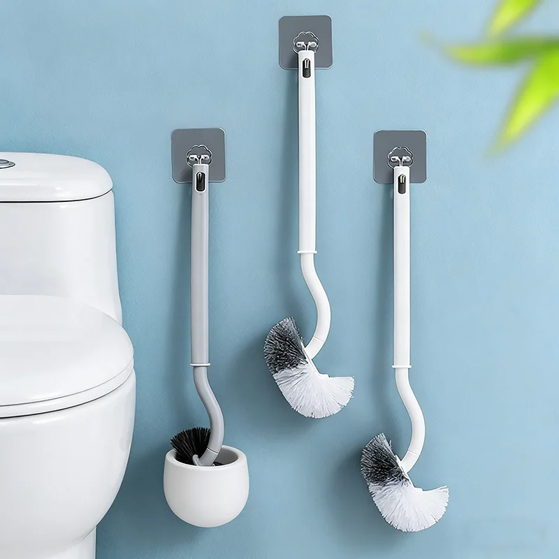 SCurved Plastic Toilet Brush with Long Handle, Bathroom Cleaning Brush, Toilet Cleaning Brush, Multi-Purpose Brush