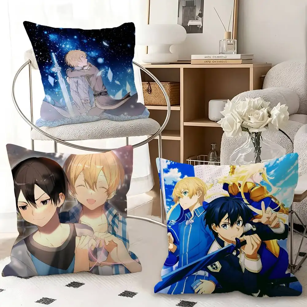 1pc Kirito Eugeo Pillow Case Fashion Square Pillowcase Bedroom Sofa Room Ins Decoration Leisure