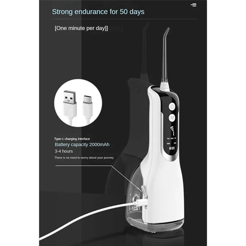 ABUU-الري عن طريق الفم USB قابلة للشحن جهاز تنظيف الأسنان بالماء المحمولة المياه النفاثة 330 مللي خزان المياه مقاوم للماء منظف الأسنان