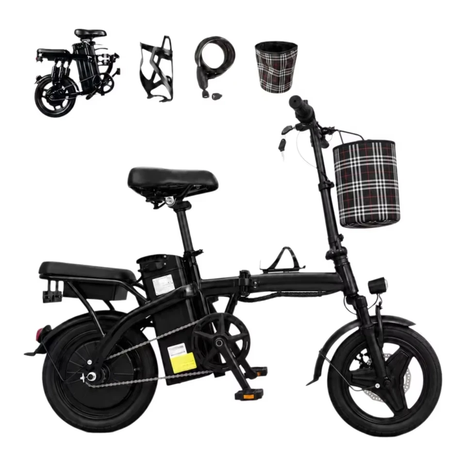 14 Inch Folding Electric Bike for Adults 500W Peak Brushless Motor 35° Climbing Detachable Lithium Battery Dual Seat Dual Disc Brake Portable Foldable City Commuter E Bicycle image 4