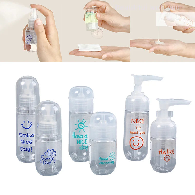 

Portable Empty Spray Bottle Capsule Bottles Refillable Bottles Travel Transparent Plastic Press Shampoo Lotion Shower Gel Bottle