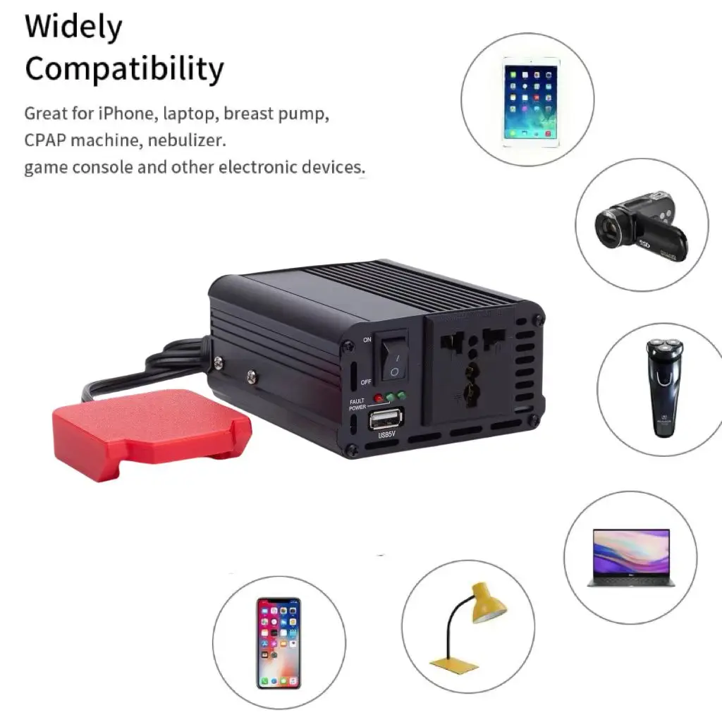 200W Power Supply Portable Inverter  For Parkside Batteries X20v Team 220-240V Generator w/USB Charging Adapter (Inverter only)