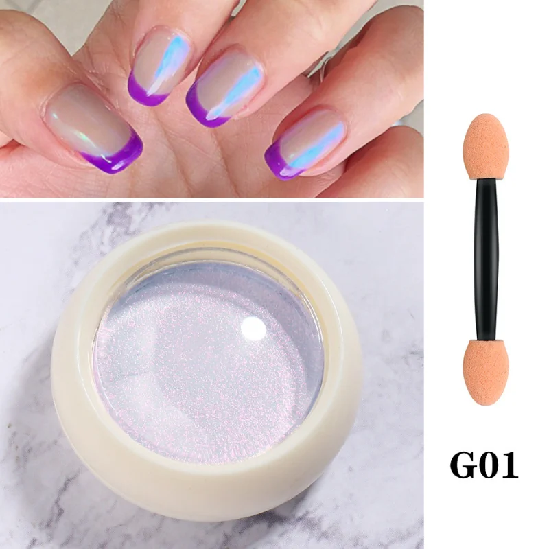 Muschel Perle Nagel Pulver Pigment Spiegel weiß reiben auf Nagel Glitter Staub Chrom Aurora Maniküre holo graphische Nail Art Dekoration