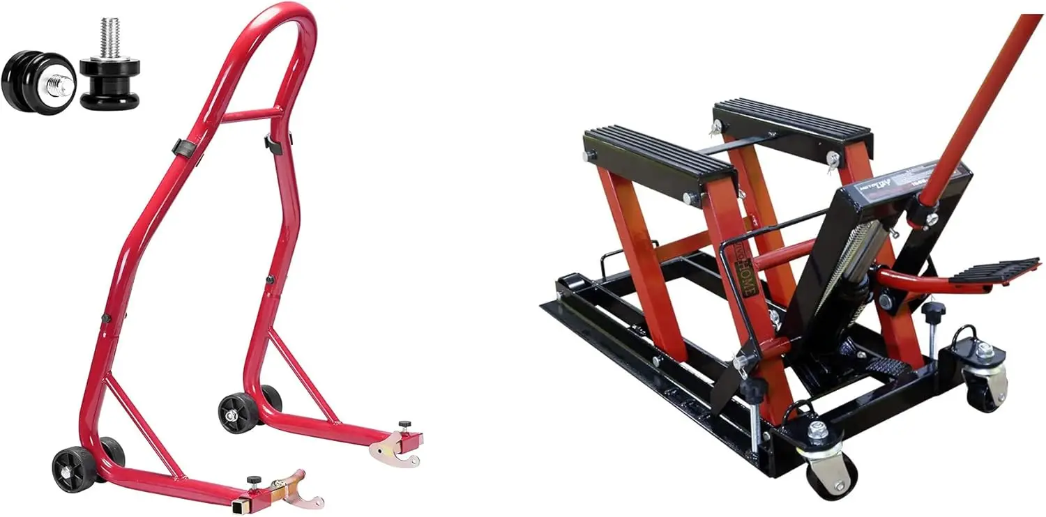 

Heavy Duty Motorcycle Rear Wheel Lift with Steel Hydraulic Motorcycle ATV Lift Jack Hoist Stand 1500 lbs