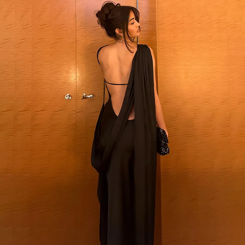 

Women's 2026 Turtleneck Sexy Backless Evening Dress Pile Collar Solid Color Dresses Backless Vestido Plus Size 9XL 8XL 7XL 6XL