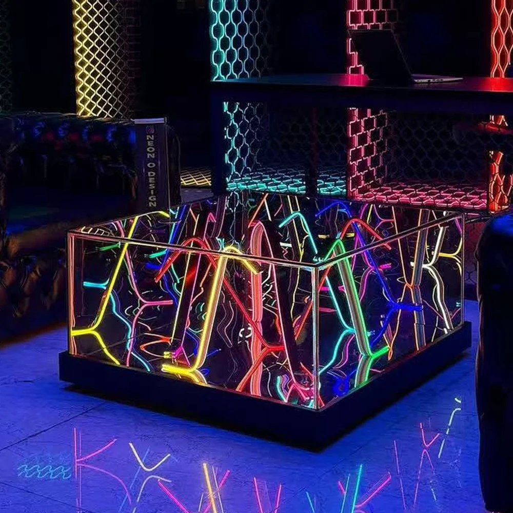 LiqVis Premium Custom Logo Illuminated Entertainment Table with Dynamic Lighting Effects LED Neon Light DJ Booth for Club Party