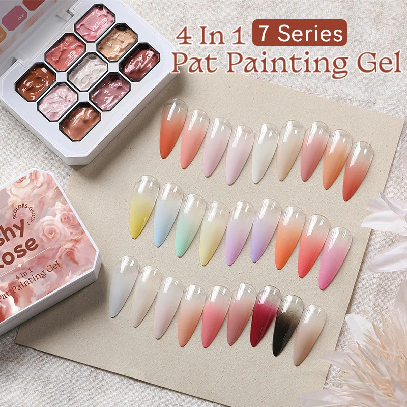 UR SUGAR Gel de Peinture Mat 9 Couleurs, Pigment pour Nail Art à Haute Saturation, Effet Velours Dégradé, pour Manucure par Tapotement et Estompage
