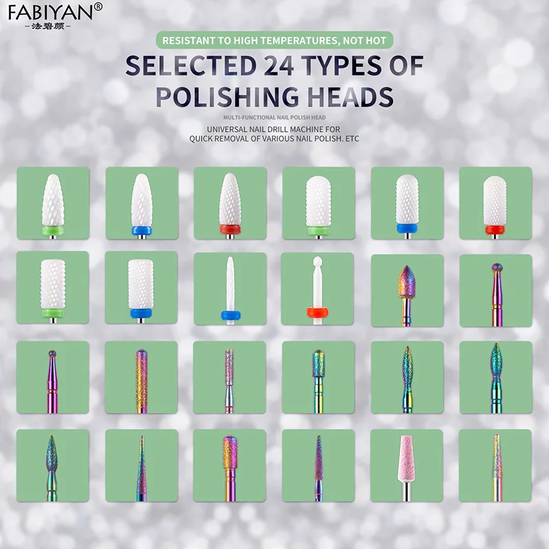 الماس السيراميك مسمار لقمة ثقب مجموعة المهنية الكهربائية قاطعة المطحنة ل مانيكير النساء مسمار الملحقات #3