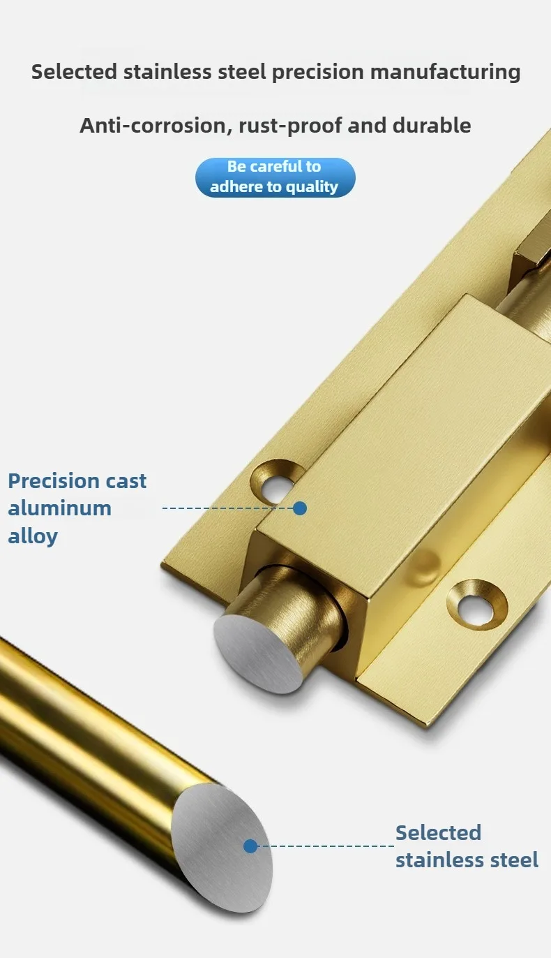 Aluminiumlegierung Türsicherheitsschloss Fensterriegel Hochbelastbar Verstärkter Schiebetor-Turmriegel Verschluss Haushaltsbeschlag – Detail 8
