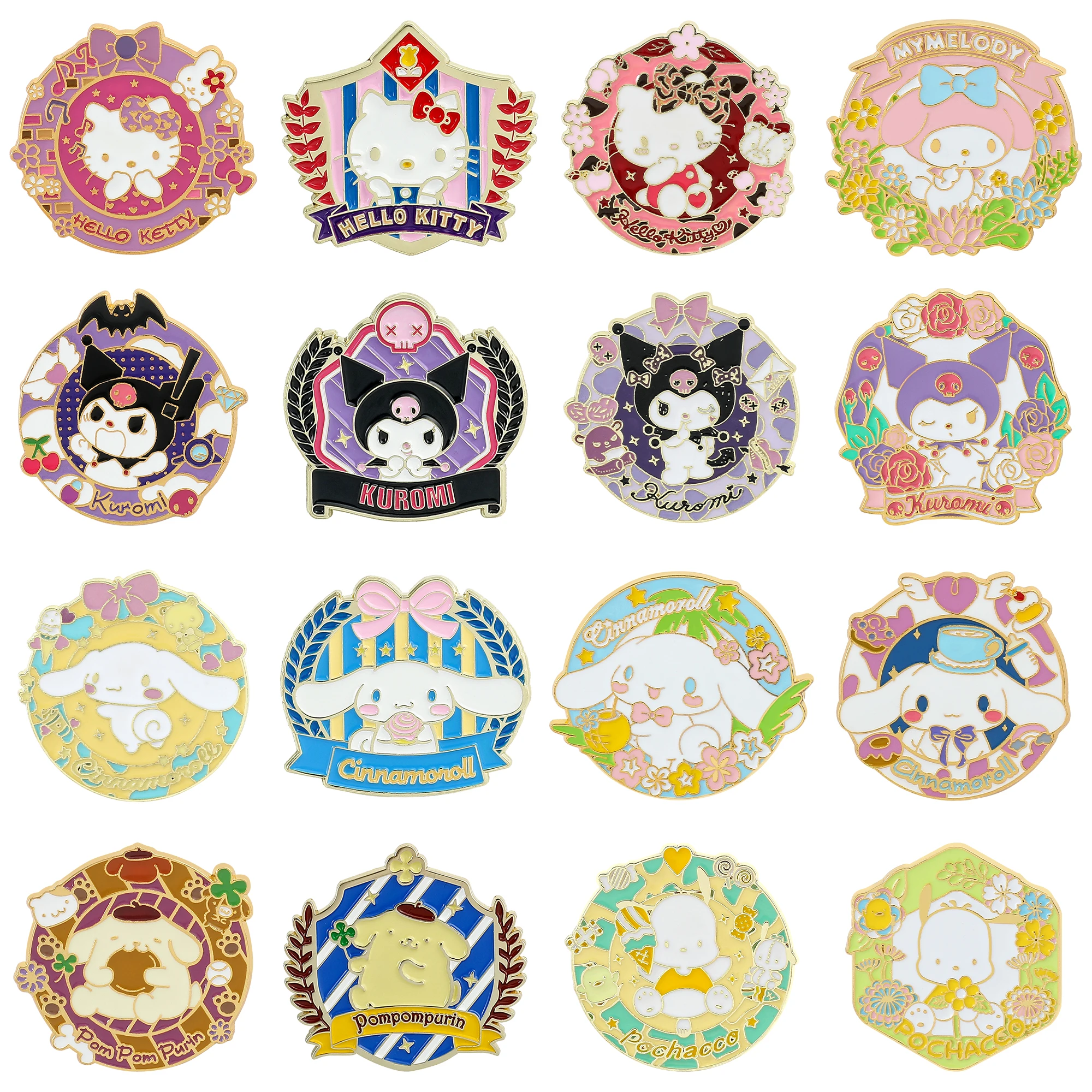 Wholesale Anime Kitty Cat Enamel Pins for Jacket Badge Brooch Accessories Cute Kuromi Melody Pins for Girl Jewelry Gift