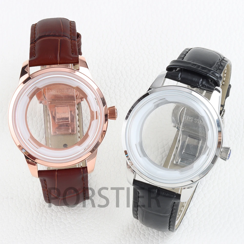 

40mm Watch Case Arched Glass for Cocktail nh35/nh36/nh38 Automatic Movement 35mm Dial 10ATM Waterproof 20mm Leather Strap