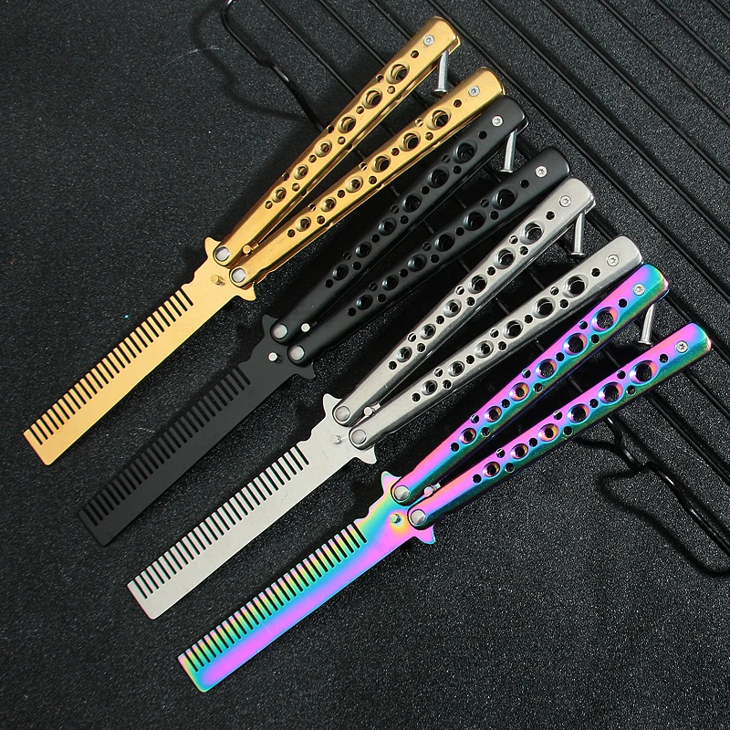 Training folding Knife butterfly in knife titanium practice tool no edge dull training knife kit accessories  coltello a scatto