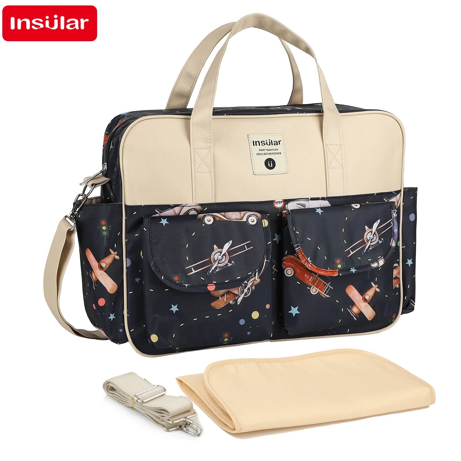 INSULAR Vrouwen Single-schouder Crossbody Multifunctioneel Gebruikt Mode Moeder Tassen Waterdichte Moederschap Handtas Grote capaciteit