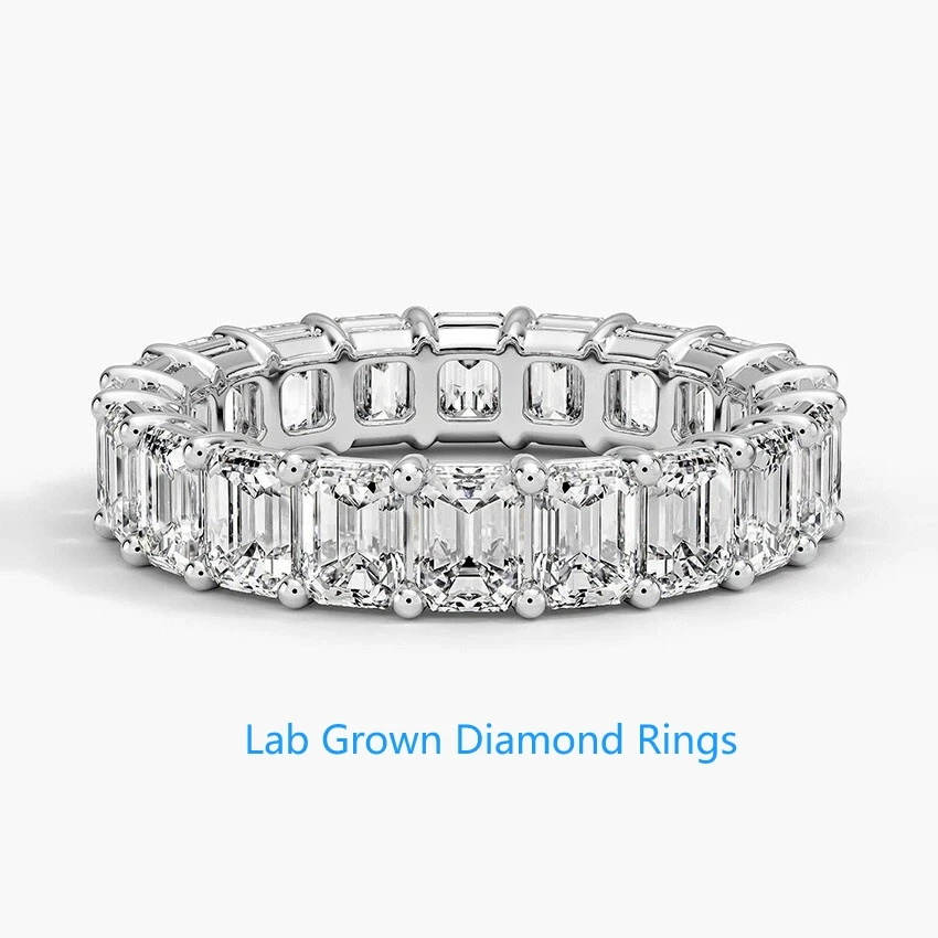 

0.25CT Each Emerald Shape DEF VS-VVS Lab Grown Diamond CVD HPHT Eternity Diamond Ring Band in Platinum 950 Diamond Ring For Lady