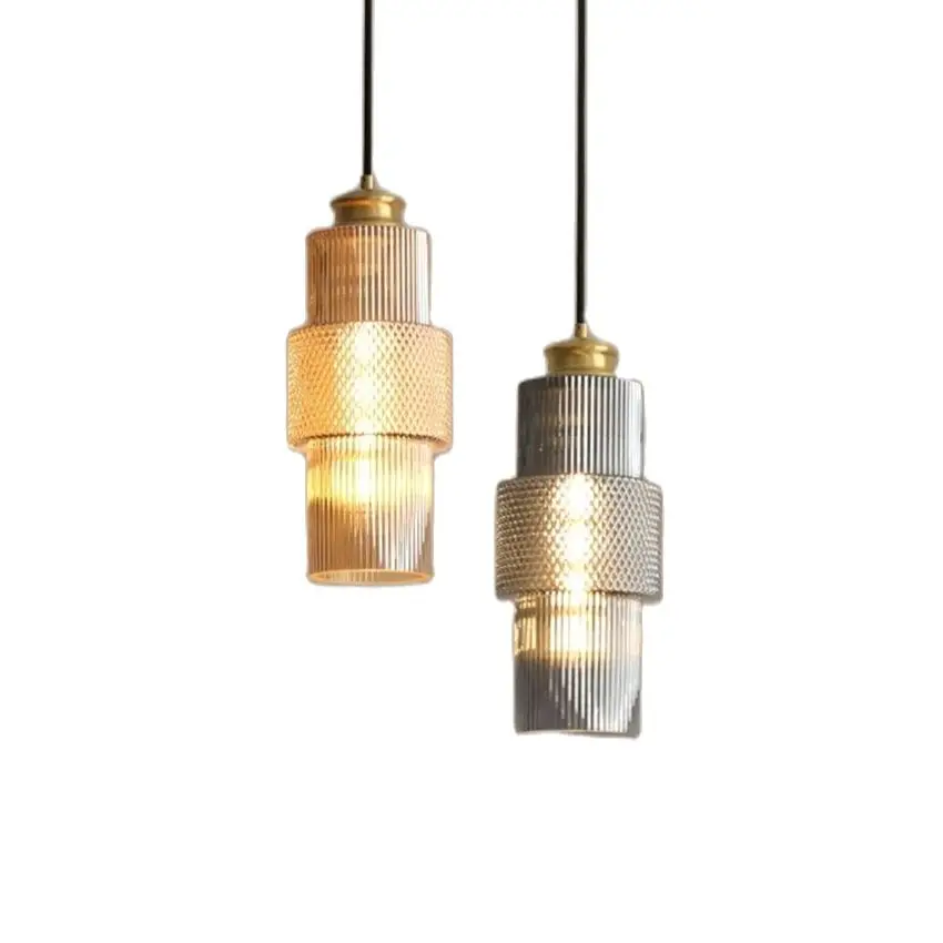 Smoke gray glass bottle pendant lights luxury modern clothing store aisle copper study glass dining room bedside pendant lamps