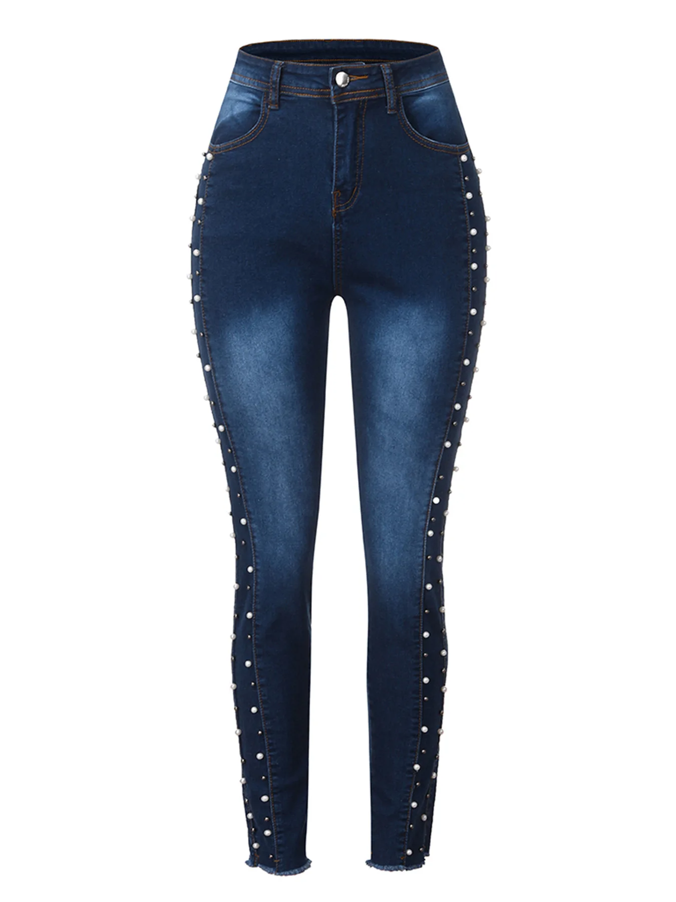 Slimming, Hip-lifting, High-waisted, Small-leg Jeans, Four Seasons New Fashionable Diamond-beaded Casual Pencil Jeans for Women