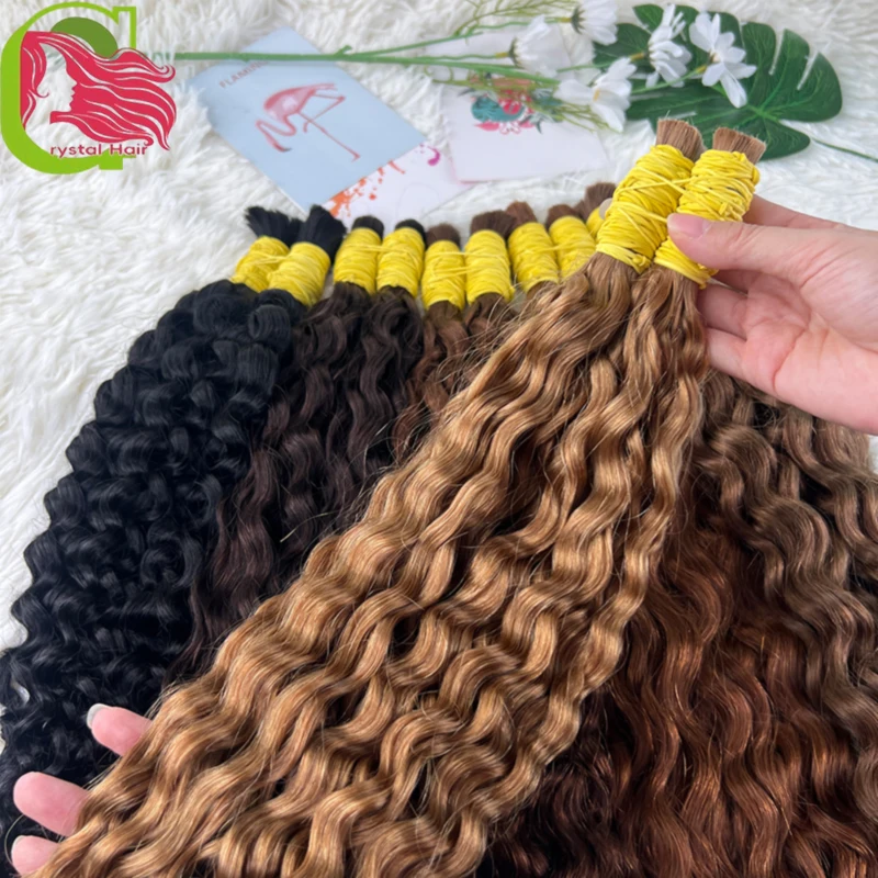 

Человеческие плетеные волосы для косичек в стиле бохо, 100% человеческие волосы, плетение волос, вьющиеся волосы в стиле бохо для плетения без узлов, глубокие волны, объемные волосы