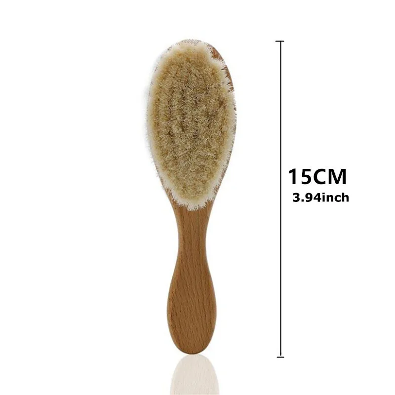 Baby Hair Brush With Wooden Handle And Super Soft Pure Natural Wool Bristles For Newborns & Toddlers Infant Comb Head Massager