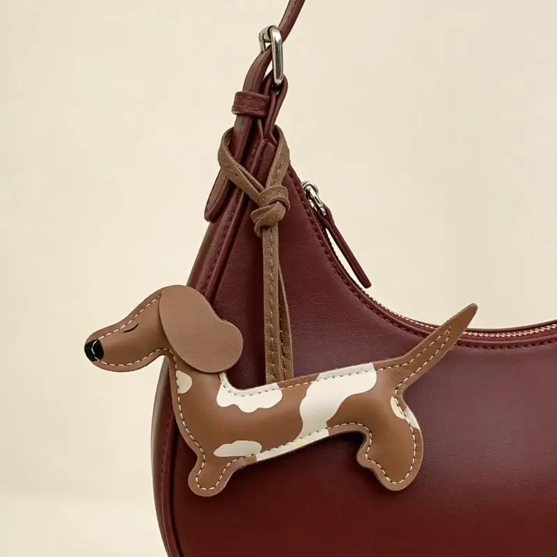 NEW Dachshund Dog Keychain Cute Pendant Puppy PU Leather Key Ring Accessory Animal Bag Charm Keys Ornament