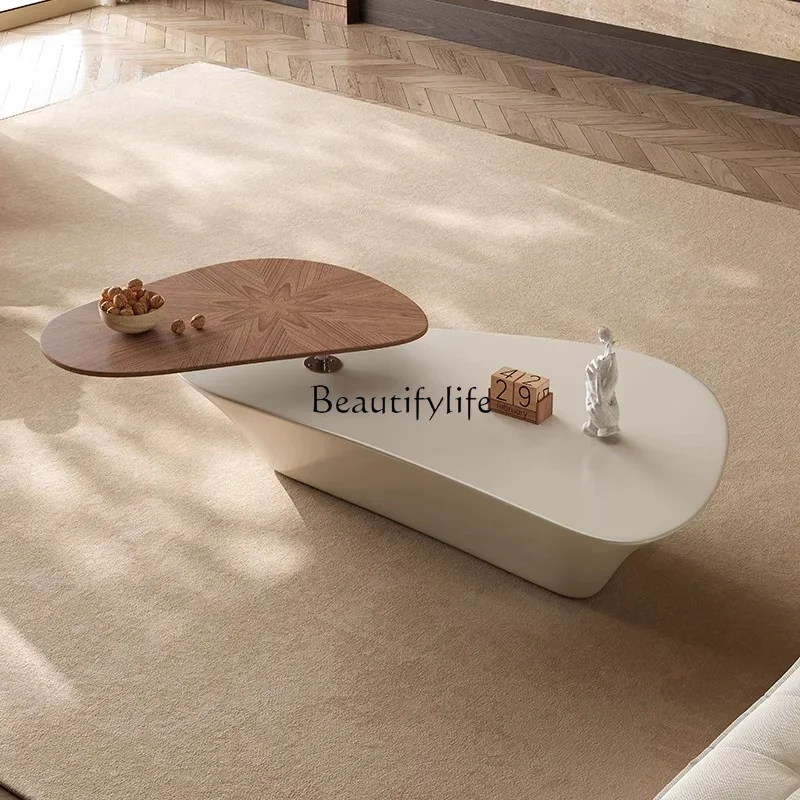 

LJYCream wind coffee table special-shaped rotatable high-end large apartment living room household