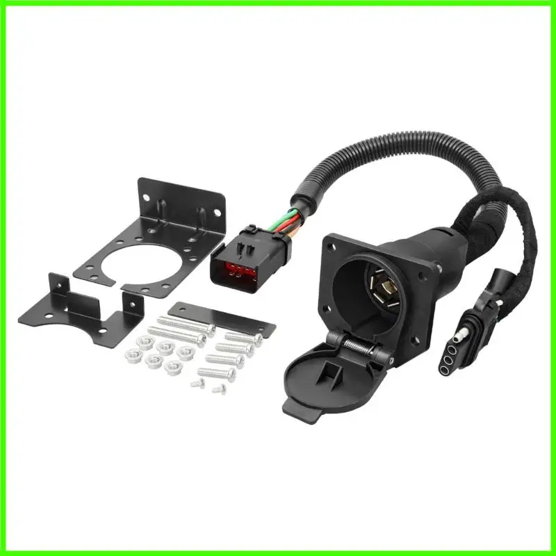 トレーラーライト配線コンバータ-10-ピン-4-7-ブレードハーネス-ブラックナイロンシースワイヤー-ダイレクトフィット取り付け付属