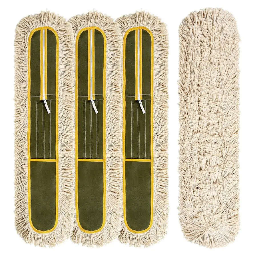 

36 Universal Microfiber and Cotton Mop Pads Loop End Easy Zipper Compatible with Industrial Dust Mops Reusable Replacement Heads