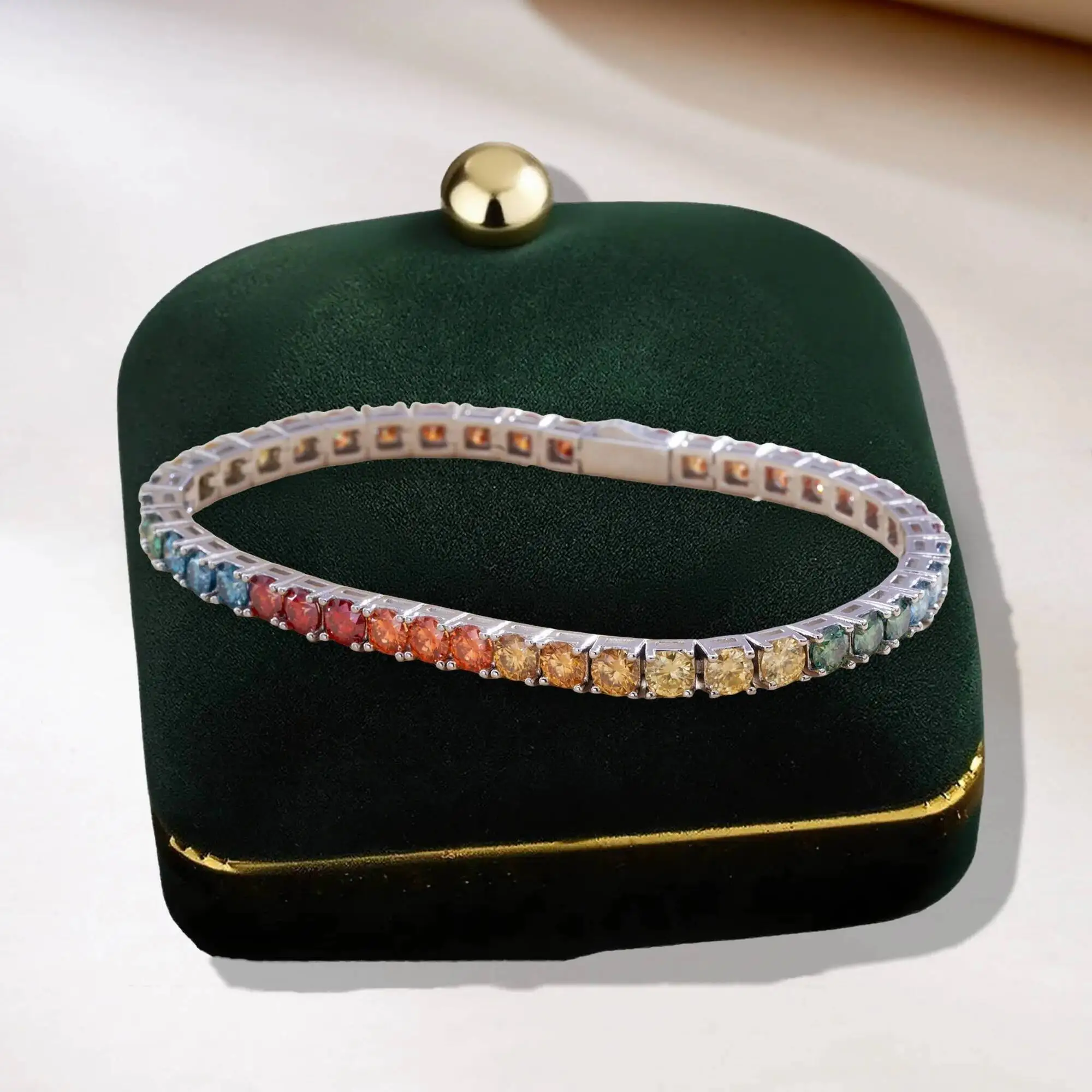 TY Moissanit-Tennisarmband, 925er Silber, versteckter Verschluss, GRA-zertifizierter Labordiamant, 18 Karat Hochzeitsarmbänder für Damen und Herren – Detail 7