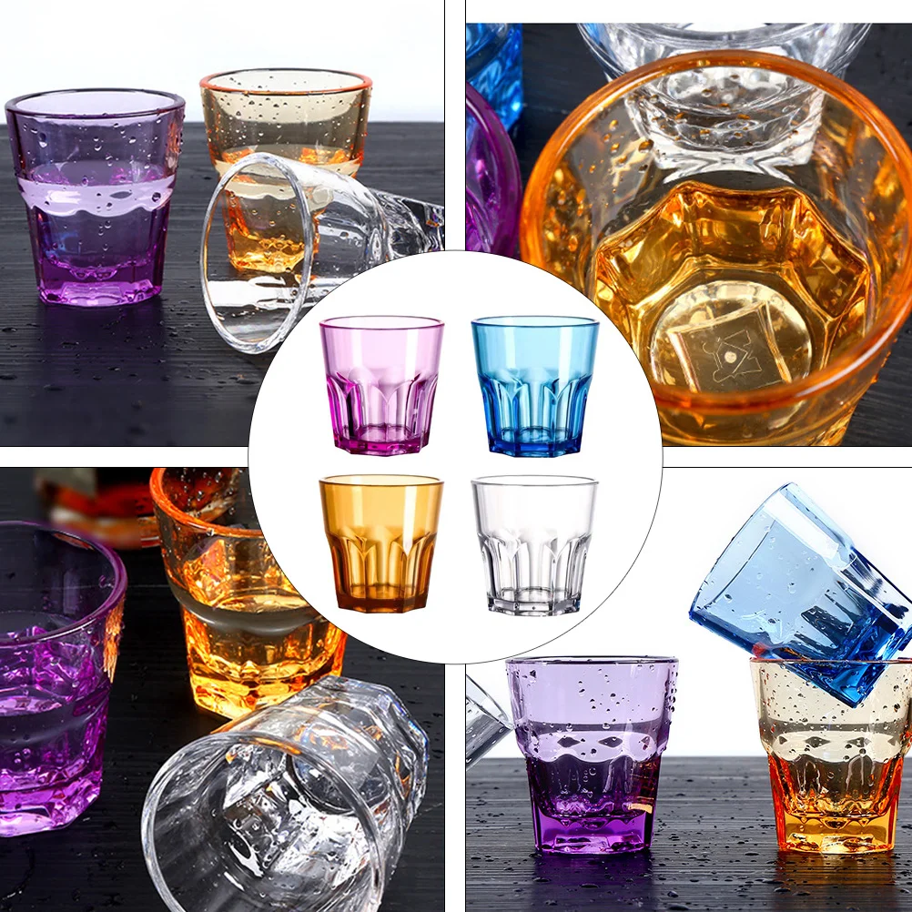 4 Pcs Glass Acrylic Octagonal Cup Child Mugs Clear Glasses Transparent Cups