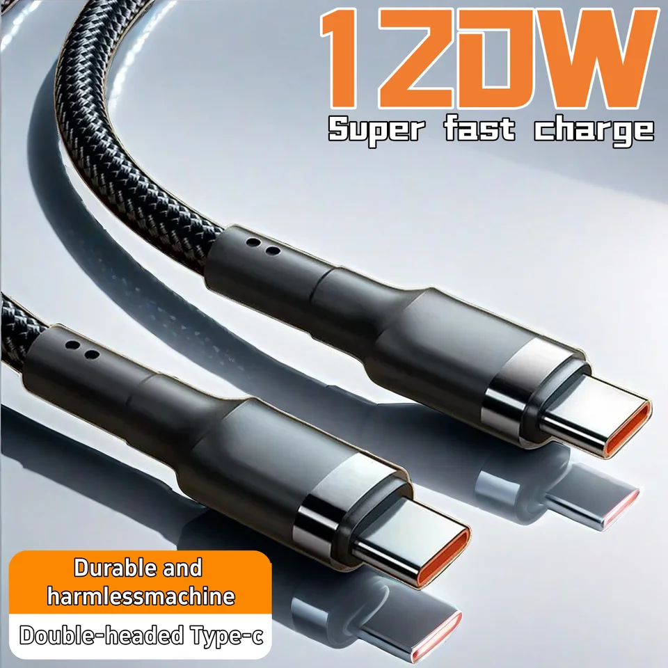 120W 고속 충전 케이블 PD 퀵차징 고품질 USB C to USB 타입 C 케이블 (아이폰, 샤오미 17 플러스 프로 맥스, 삼성 S24 호환)