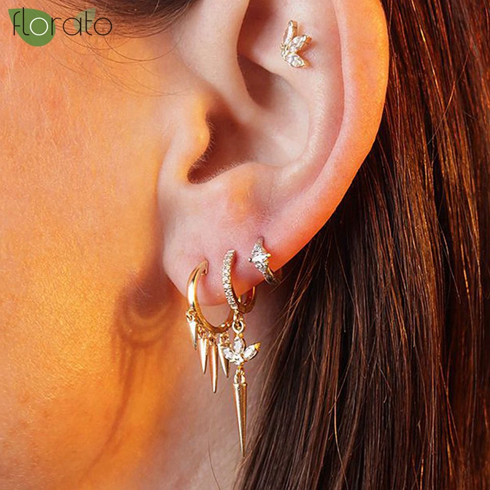 

925 Sterling Silver Needle Fashion Geometric Pendant Earrings 2025 New Gold Color Small Hoop Earrings for Women Party Jewelry