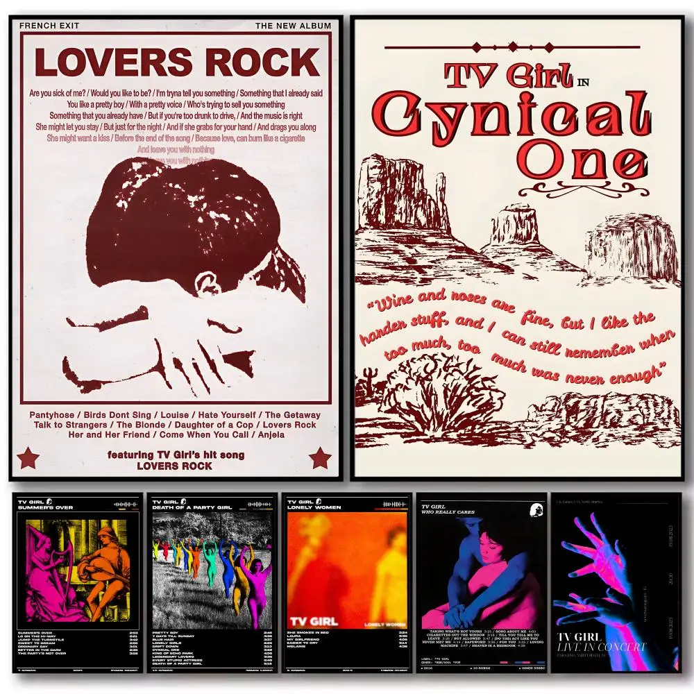 Classic Music Group Albums T-TV Girl Poster Decorative Wall Art Stickers Mural Photo Print for Home Living Room Hallway Decor
