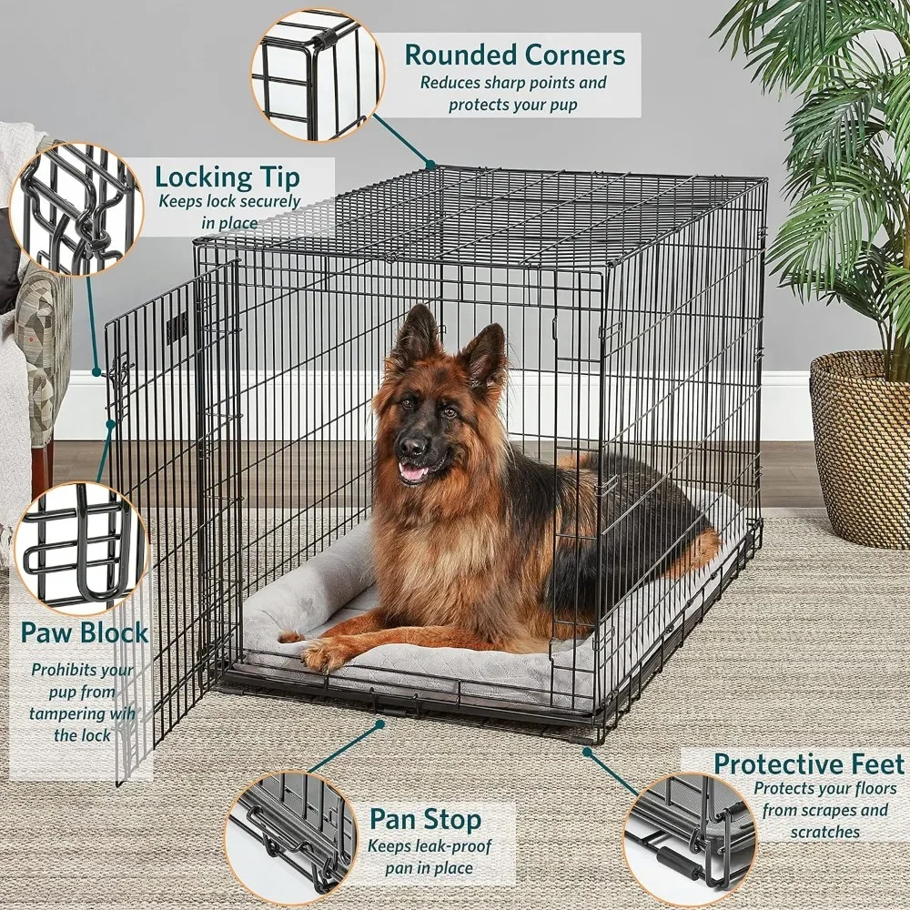 Dog Crate | MidWest Life Stages Folding Metal Crate | Divider Panel Dog House Outdoor Leak-Proof Pan Floor Protecting Feet Dogs